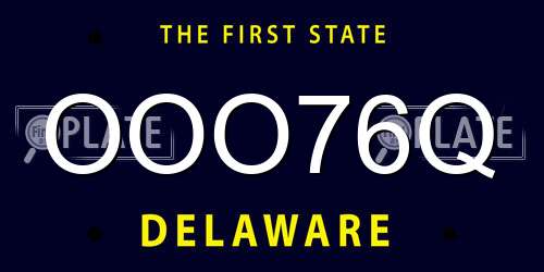 OOO76Q Delaware License Plate