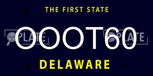 OOOT60 Delaware License Plate