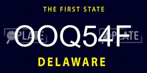 OOQ54F Delaware License Plate