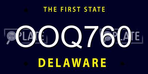 OOQ760 Delaware License Plate