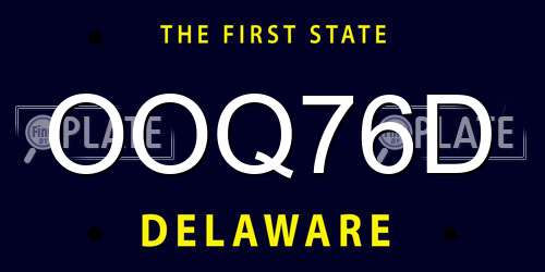 OOQ76D Delaware License Plate