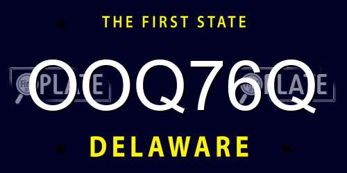 OOQ76Q Delaware License Plate
