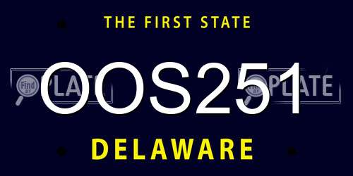 OOS251 Delaware License Plate