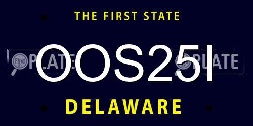 OOS25I Delaware License Plate