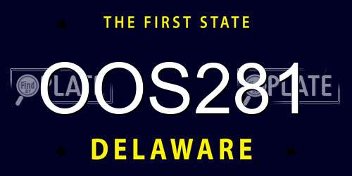 OOS281 Delaware License Plate