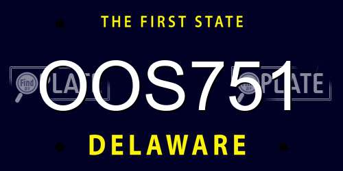 OOS751 Delaware License Plate