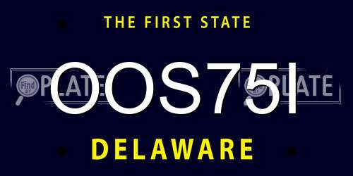 OOS75I Delaware License Plate