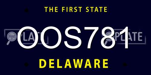 OOS781 Delaware License Plate
