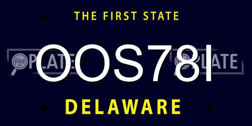 OOS78I Delaware License Plate
