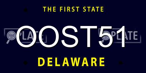 OOST51 Delaware License Plate