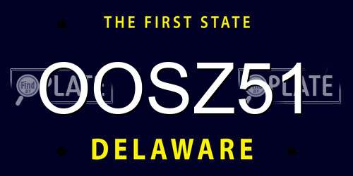 OOSZ51 Delaware License Plate