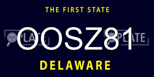 OOSZ81 Delaware License Plate