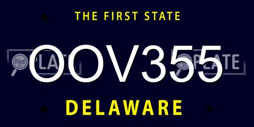 OOV355 Delaware License Plate