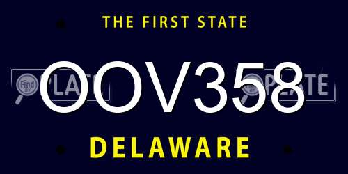OOV358 Delaware License Plate