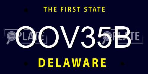 OOV35B Delaware License Plate