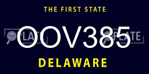 OOV385 Delaware License Plate
