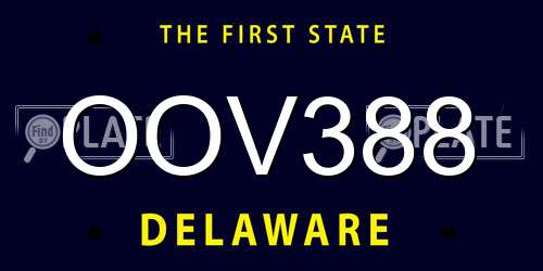 OOV388 Delaware License Plate
