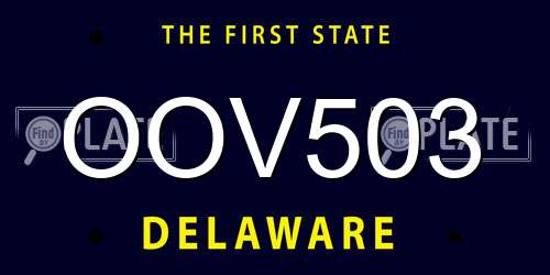 OOV503 Delaware License Plate