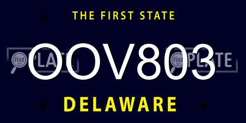 OOV803 Delaware License Plate