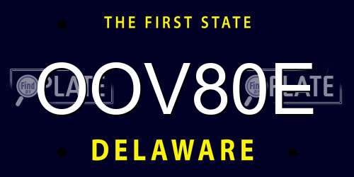OOV80E Delaware License Plate