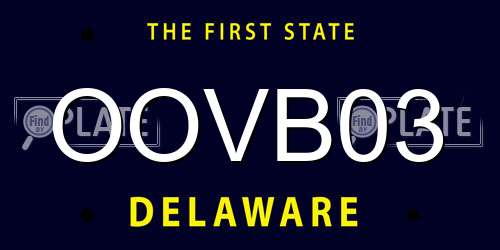 OOVB03 Delaware License Plate