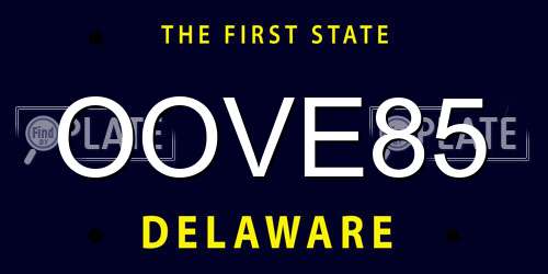 OOVE85 Delaware License Plate