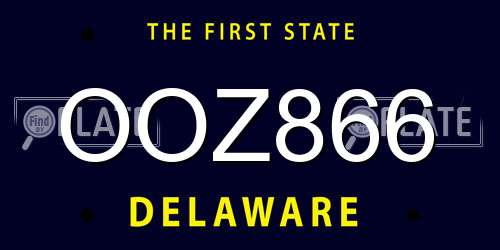 OOZ866 Delaware License Plate
