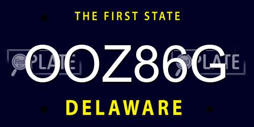 OOZ86G Delaware License Plate