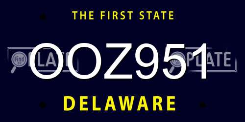 OOZ951 Delaware License Plate