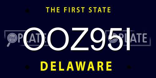OOZ95I Delaware License Plate