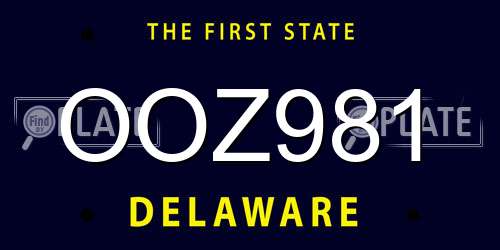 OOZ981 Delaware License Plate
