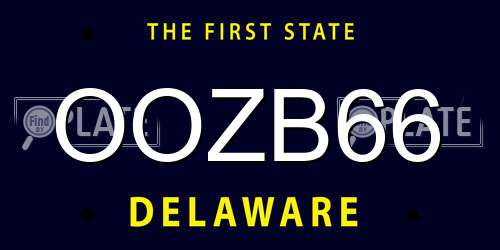 OOZB66 Delaware License Plate