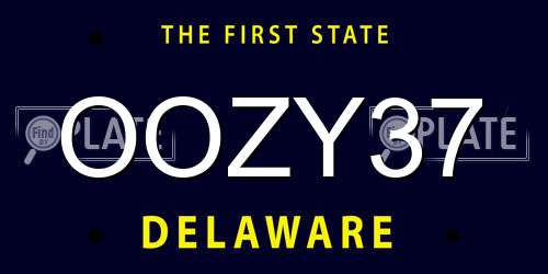 OOZY37 Delaware License Plate