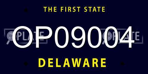 OP09004 Delaware License Plate