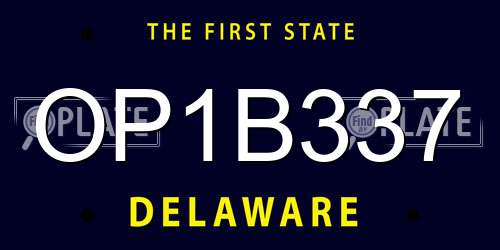 OP1B337 Delaware License Plate