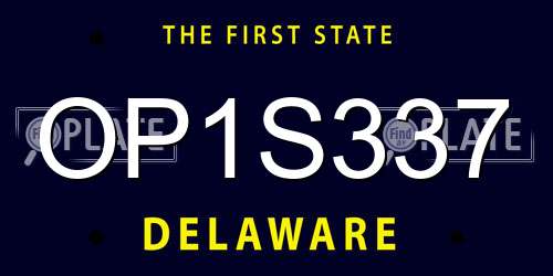 OP1S337 Delaware License Plate
