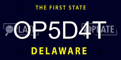 OP5D4T Delaware License Plate