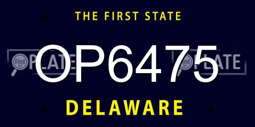 OP6475 Delaware License Plate