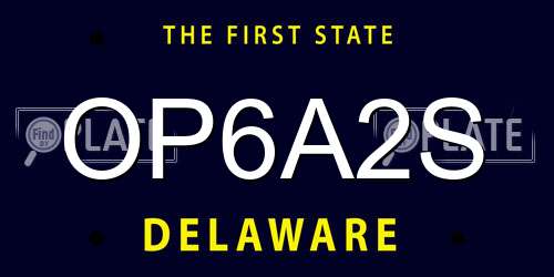 OP6A2S Delaware License Plate