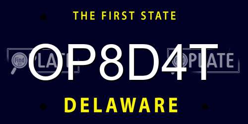 OP8D4T Delaware License Plate