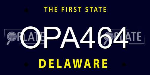 OPA464 Delaware License Plate