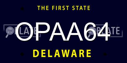 OPAA64 Delaware License Plate