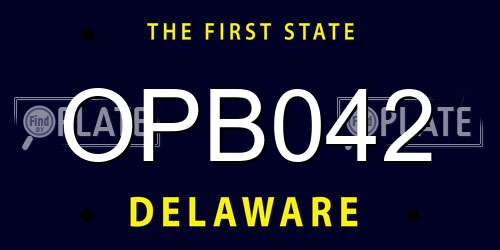 OPB042 Delaware License Plate