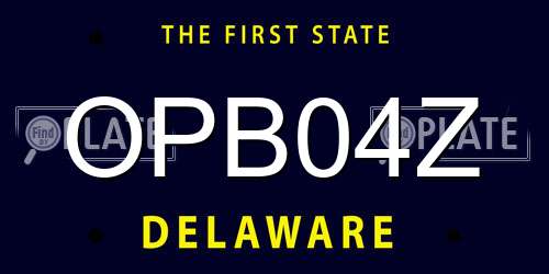 OPB04Z Delaware License Plate