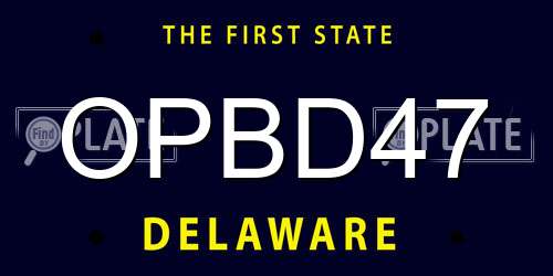 OPBD47 Delaware License Plate