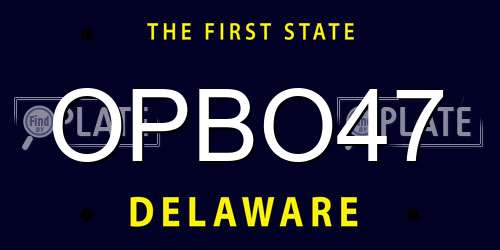 OPBO47 Delaware License Plate