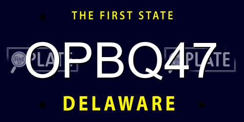 OPBQ47 Delaware License Plate