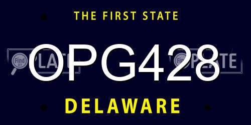 OPG428 Delaware License Plate