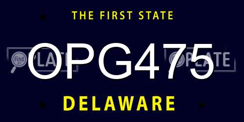 OPG475 Delaware License Plate