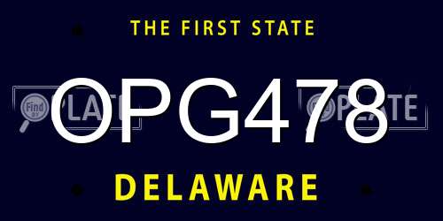OPG478 Delaware License Plate